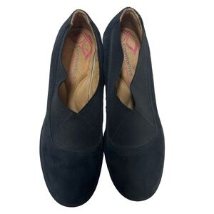 COMFORTIVA Womens Size 9.5 M Black Suede Wedge Slip On Memory Foam Retail $110